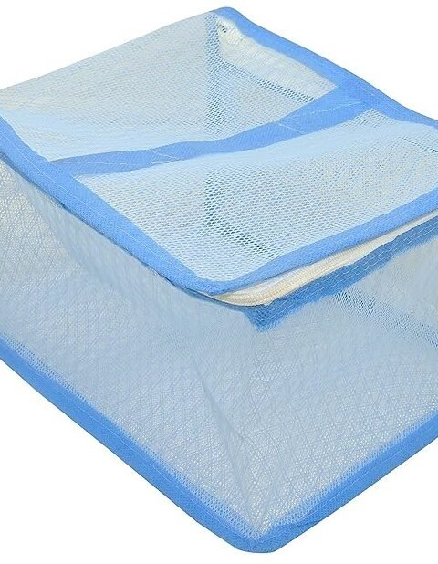 Plastic Mesh Net Vegetable Fruit Basket With LID and Zipper For Fridge Dining Table