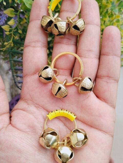 Big Size Yellow Golden Ring Clapping Ghungroo Brass Metal Combo