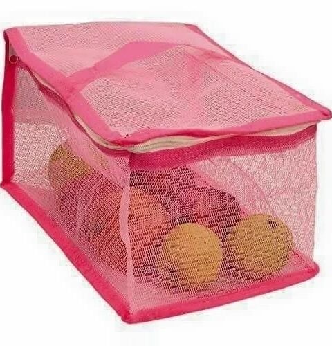 Multi-Coloured Plastic Mesh Net Vegetable Fruit Basket With LID and Zipper Photo Of Fruits Inside